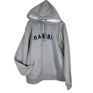 Habibi Embroidery Hoodie Sweatshirt L Gray Beloved Arabic Preppy Classic